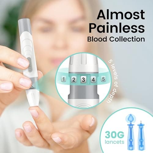 VivaGuard Talking Blood Glucose Monitor Kit,1 Glucose Meter 1 Lancing Device 100 Glucometer Strips & 100 Lancets,Blood Sugar Diabetes Testing Kit for Home use with Carrying Case Batteries,No Coding - Thumbnail 6