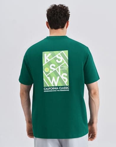 K-Swiss Men's Classic Sportswear T-Shirt - Ultra Soft Short Sleeve Crewneck T-Shirts with Graphic for Tennis Golf Gym Casual - Green S - Thumbnail 2