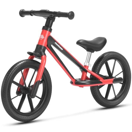 Montasen Kids Balance Bike 2 3 4 5 Year Old: Lightweight Toddler Training Bike with No-Pedal Double Frame & Adjustable Seat, No Sharp Points Design, Birthday Gift for Boys Girls, Red - Image 1