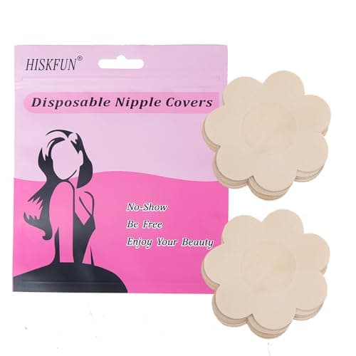 40 Pieces Nipple Covers For Women Disposable No-Show Pasties Hypoallergenic Satin Breast Petals Stickers(Nude) - Image 1