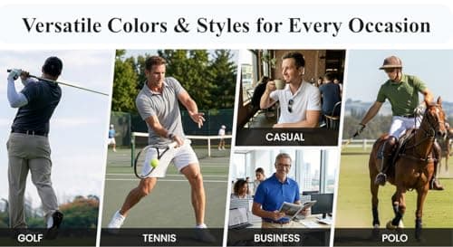 PINSPARK Men's Performance Polo Shirts Quick Dry Golf Shirts Moisture Wicking Active Polos Men Casual Collared Shirt Big and Tall 3XL Navy - Thumbnail 6