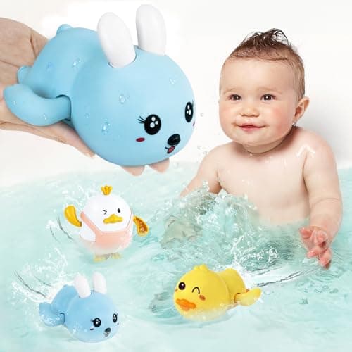 Easter Basket Stuffers - Easter Gifts for Kids - Set of 3 Wind Up Bath Toys - Easter Egg Fillers - Floating Pool Toys - Baby Bathtub Water Toys for Toddlers Newborn Infant Girls Boys 1 2 3 Year Old