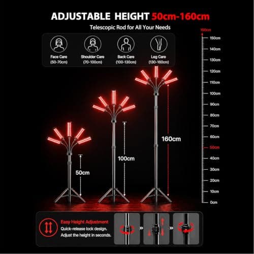 Red Light Therapy for Face and Body, Red Infrared Light Therapy Lamp with Stand Led 660nm Red Light-Therapy& 850nm Infrared Light Device for Body Gift for Her - Thumbnail 5