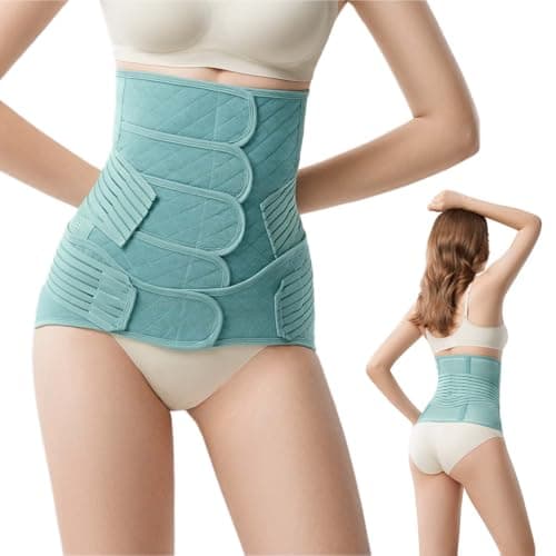 Postpartum Belly Band Wrap - Recovery Support, Adjustable Tummy Control Binder with Pelvic Belt , Comfortable and Supportive for Natural and Cesarean Sections, Shapewear,Elegant Quilted Design (Green, Medium（Below110LB）) - Image 1