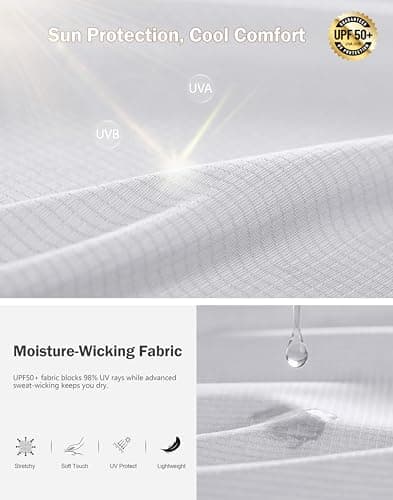 Men's Workout Breathable T-Shirts Dry Fit UPF 50+ Sun Shirts Moisture Wicking Cooling Tee for Athletic, Running, Hiking (White, L) - Thumbnail 4