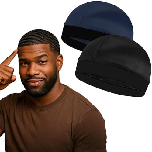 4PCS Silky Stocking Wave Cap for Men, Good Compression Over Durag (Black+Navy Blue) - Image 1