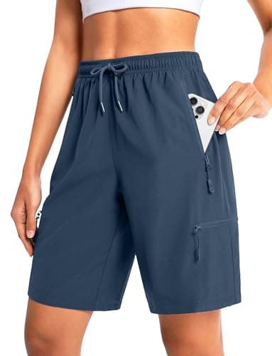Cyasundent Women's 9" Hiking Cargo Shorts Lightweight Stretch Quick Dry Athletic Golf Summer Bermuda Shorts for Women (Dusty Blue_XXXL) - Image 1