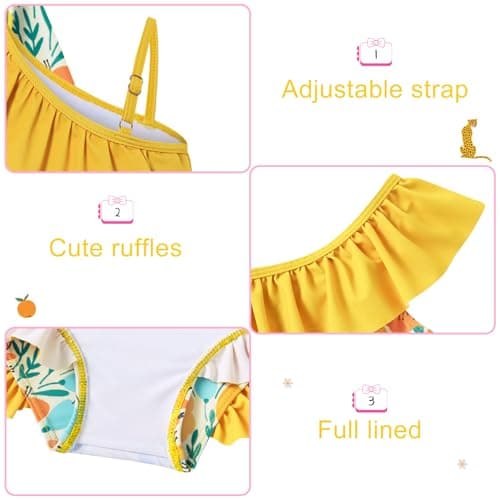 Funnycokid Toddler Girl Swimsuit 5T Size 6 Bathing Suit Unicorn Swim Set Long Sleeve Swimwear Ruffle Blue 5-6 Years 3 Piece - Thumbnail 4