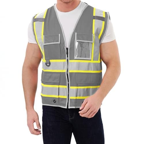 SRsafety High Visibility 9 pockets Reflective Safety Vest,Hi Vis Reflective Strips Construction Work Vest for Men Women ANSI/ISEA - Image 1