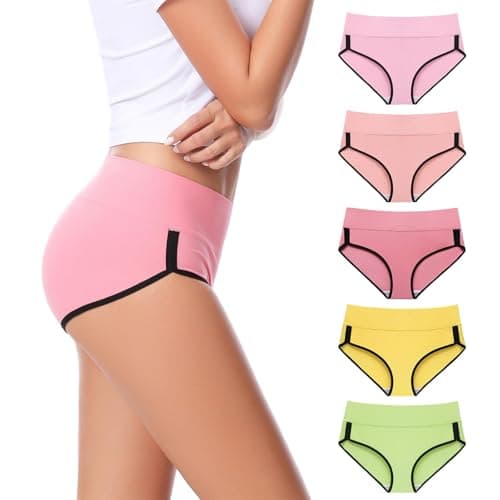 CAILECOTTON Womens Underwear Cotton Underwear for women High Waisted Full Coverage Brief Soft Stretch Breathable Everyday Hipster Ladies Pantie Comfy Briefs - Multi 5 pack - Image 1