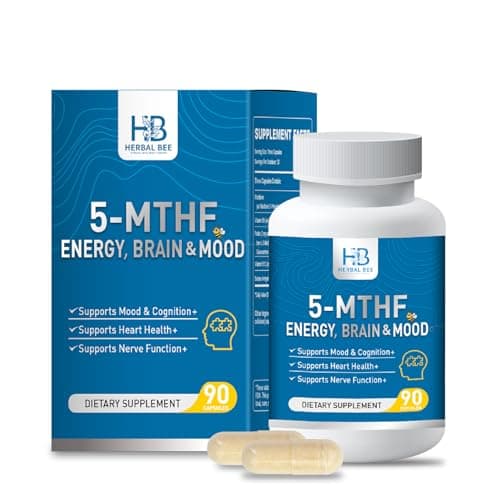 5-MTHF Folate Supplement Activated L-Methylfolate, Plus Methyl B12 Cofactor & B6 Methylated B2 Complex for Adults Supports Energy, Mood, Focus, Methylation, Cognition Non-GMO, Gluten-Free, 90 Capsules - Image 1