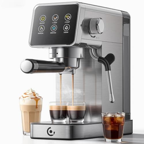 COFIBREWS 20 Bar Espresso Coffee Machine with LED Touch Screen, Espresso Maker with Self-Cleaning Function & Milk Frother, Compact Cappuccino & Latte Maker for Home and Office - Image 1