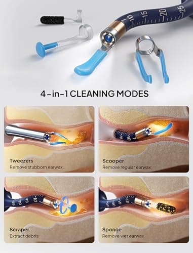 Ear Wax Removal Tool Camera, Visible Ear Cleaner Earwax Remover Kit with Tweezers, Flexible Ear Scope Otoscope with Light, Portable Cleaning Kit Earpick for Adults & Kids - Thumbnail 4