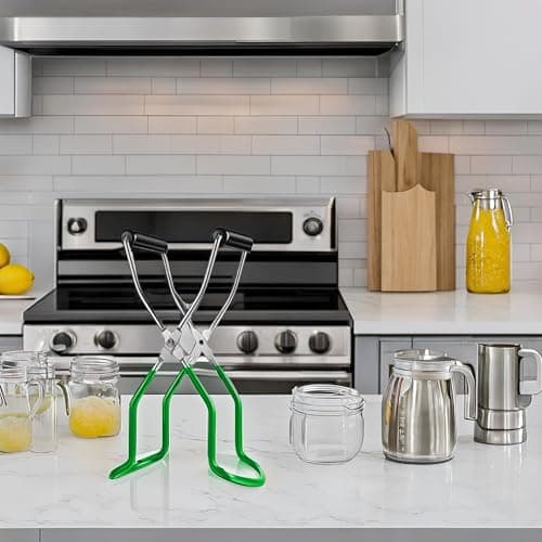Canning Jar Lifter Tongs, Stainless Steel Jar Lifter with Rubber Grips - for Slip Wide-Mouth Clip for Kitchen Restaurant, Green - Thumbnail 5