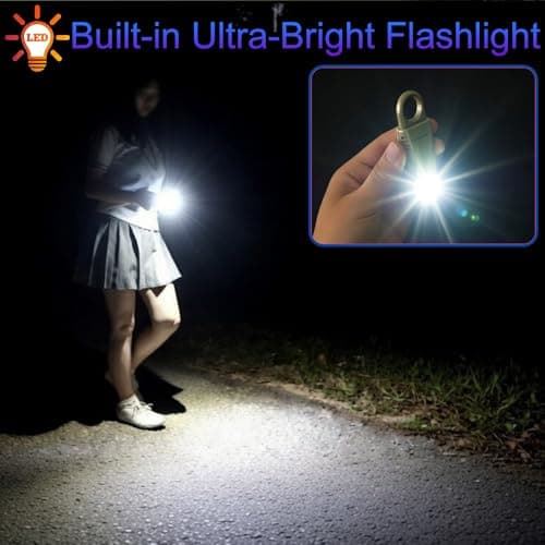 135dB Rechargeable Personal Safety Alarm Built-in Ultra-Bright Flashlight Non Slip Grip Keychain Emergency SOS Siren for Women, Students, Night Runner. Loud Sound Hiking Bear Alerts Hook. Rose Gold - Thumbnail 4
