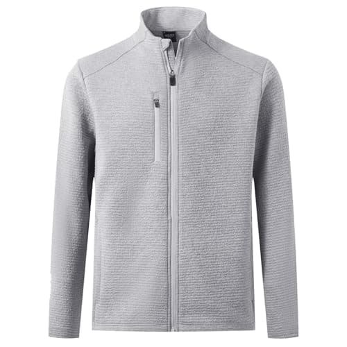 M MAELREG Mens Casual Jacket Performance Stand Collar Long Sleeve Sweater Insulated Jacket Texture Warm Winter Coat - Image 1