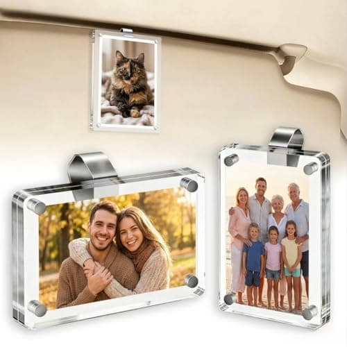 3 Pack Magnetic Acrylic Car Sun Visor Photo Holder, 2.36″ x 3.54 Straight Edge Photo Frame for Car, Personalized Car Interior Accessories for Pictures, Compatible with Wallet Photos, Ideal Gift for Couples Family Pet Lovers,″ - Image 1