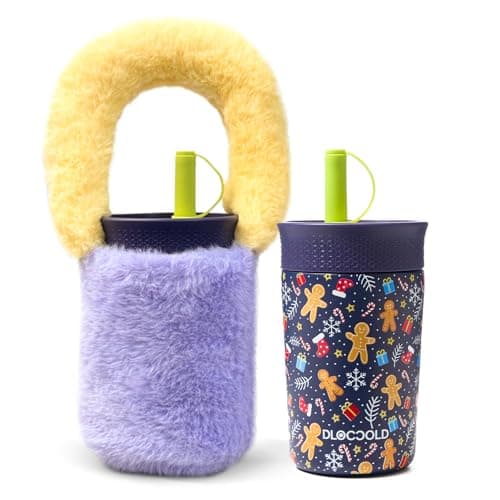 DLOCCOLD 12oz Insulated Stainless Steel Straw Tumbler with Plush Warm Water Bottle Carrier, Sling Bag Holder, Reusable Sippy Cup With Leak-Proof Spill Resistant Flexible Straw Lid, Easy to Clean - Image 1
