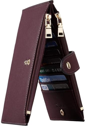 Travelambo Leather Wallets for Women Slim RFID Blocking Bifold Credit Card Holder Wallet - Image 1