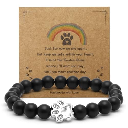 COSOWO Dog Memorial Bracelet – Adjustable Pet Keepsake with Paw & Heart Charm, Sympathy & Remembrance Gift for Dog Loss, Cat & Pet Bereavement, Matte