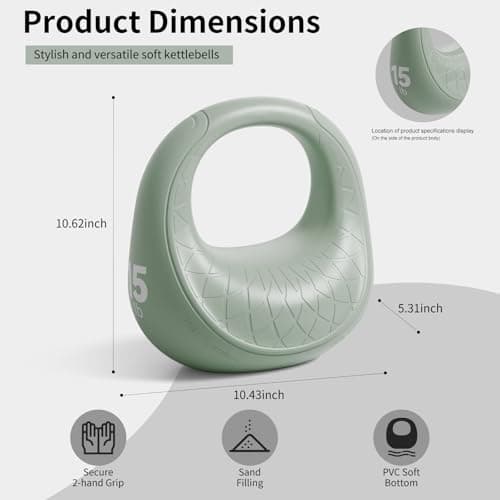KYVYZOIC Soft Kettlebell, Kettlebell Anti-Slip Grip with Cushioned Impact-Resistant Base, Handbag Kettlebell Strength Training for Home Workouts, Kettlebells Set Full Body Strength Training - Green - Thumbnail 6