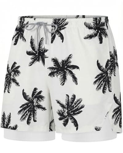 Y YERFONE Mens Swim Trunks 5 Inch with Compression Liner, Quick Dry Board Shorts Men Bathing Suits for Beach with Pockets - Image 1