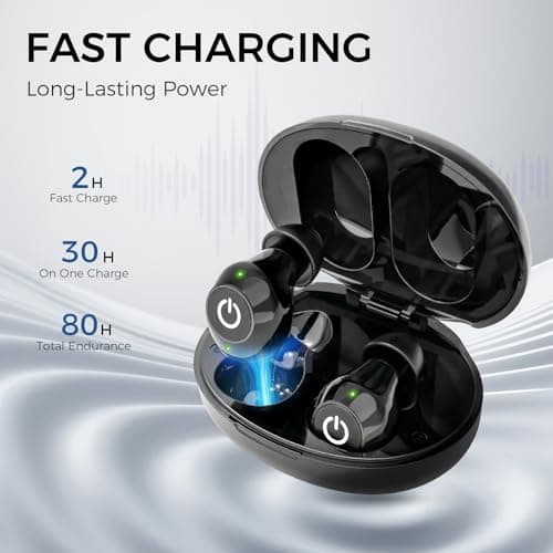 Rechargeable OTC Hearing Aids, Wireless with Noise Reduction, Invisible and Comfortable Design, 30+ Hours per Charge, Up to 80 Hours with Case, Easy One-Button Control for Clear Conversations - Black - Thumbnail 3