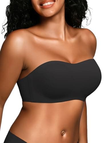 Cuteio Wireless Strapless Bras for Women, Seamless Bandeau Bralette with Light Padding, Anti-Slip Tube Top Bra Black S - Image 1