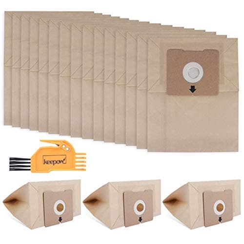 KEEPOW Dust Bags Compatible with Bissell Zing Vacuum 1608,1668,1668C, 1668W, 2154A, 2154C, 2154W, 4122, 4122D – Replacement Vacuum Bags Compatible with PowerForce Bagged Canister, 18 Pack + 1 Brush - Image 1