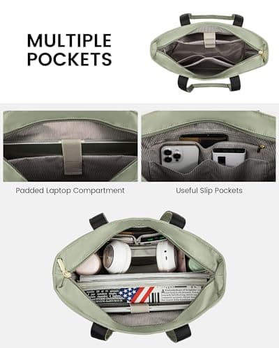 LOVEVOOK Travel Tote Bag for Women Green&White Small - Thumbnail 4