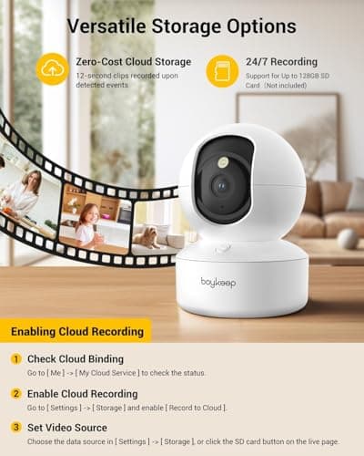 BoyKeep 2K Indoor Security Camera 5G/2.4GHz Wi-Fi Cameras for Baby/Elder/Dog/Pet Camera with Phone app, 2-Way Audio Baby Monitor Camera, Night Vision, Cloud & SD Card Storage - Thumbnail 3