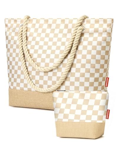 WOOMADA Large Straw Beach Tote - Tote Bag for Towels & Vacation Essentials - Image 1