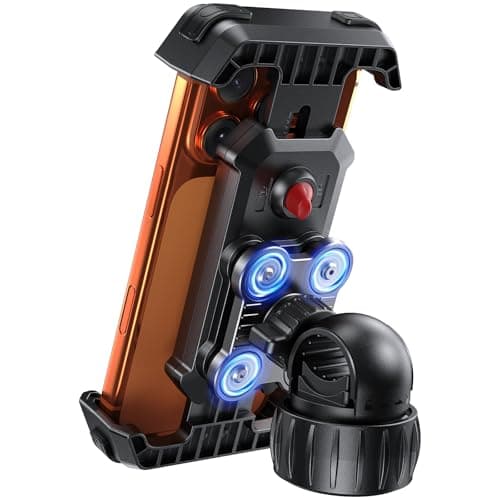 LOXP Anti-Shake Motorcycle Phone Mount - 2026 Dual Vibration Dampener, Universal Bike Phone Holder for iPhone 17/16/15/14/13 Series & Android 4.7-7”, Handlebar Mount for Bicycle/Motorbike/Scooter - Image 1