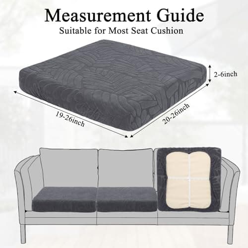 HEBE Stretch Patio Cushion Covers Set 8pcs,Waterproof Outdoor Couch Covers Replacement,Washable Reusable Seat Cushion Slipcovers for Patio Furniture Protector,Chair Cushion Cover - Thumbnail 3