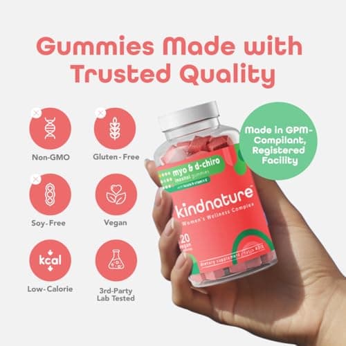 kindnature Myo-Inositol & D-Chiro Inositol Gummies with Vitamin D & Folate - Ideal 40:1 Ratio - 30 Day Supply - Thumbnail 5