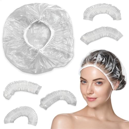 100 PCs Shower Caps for Women Disposable – Plastic Hair Cap for Salon, Spa, Travel, and Home Use – Waterproof, Comfortable, Lightweight, and Secure Disposable Shower Caps for Women Hair Protection - Image 1