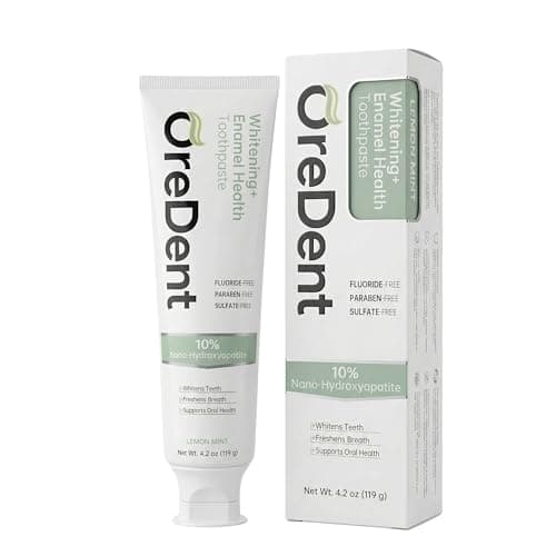 OreDent Fluoride Free 10% Nano Hydroxyapatite Whitening + Enamel Health Toothpaste, Remineralizing, Sensitivity Relief, Fresh Breath, SLS Free, Natural Lemon Mint Flavor, 4.2 oz - Image 1