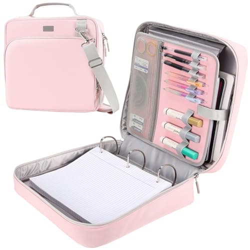HINOOR 3-Inch 3-Ring Zipper Binder with Shoulder Strap, D-Ring Zip Up Binder with 700 Sheets Capacity, Compatible with 13" MacBook, 12.9" Tablet, for Middle School, College, Office (Pink) - Image 1