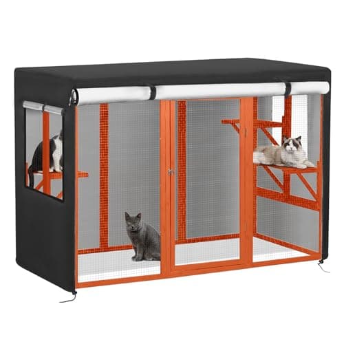 Colewin Catio Cover,72.5" L x 33" W x 44.5" H Cover for Catio Outdoor Cat Enclosure Waterproof, 420D Cat Cage Covers for Nyeekoy Cats Catios, Outdoor Cats Enclosure Covers(Black)(Catios Not Included) - Image 1