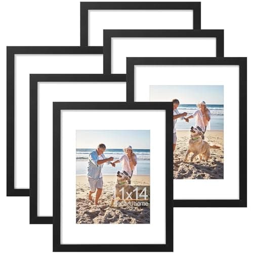 decorUhome 11x14 Picture Frame, Display Pictures 8x10 with Mat or 11x14 without Mat, Wall Mounting Photo Frame, Black, 6 Pack - Image 1
