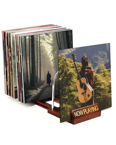 Vosturdy Expandable Vinyl Record Storage, 30-70 LPs Now Playing Record Holder, Wood Vinyl Album Storage Rack for LP Records/Magazines/Music Lovers - Image 1