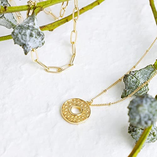 Valloey Rover Women Layered Pendant Necklace, 14K Plated Gold Personalized Adjustable Choker Necklaces, Handmade Dainty Jewelry Gift for Lady - Thumbnail 4