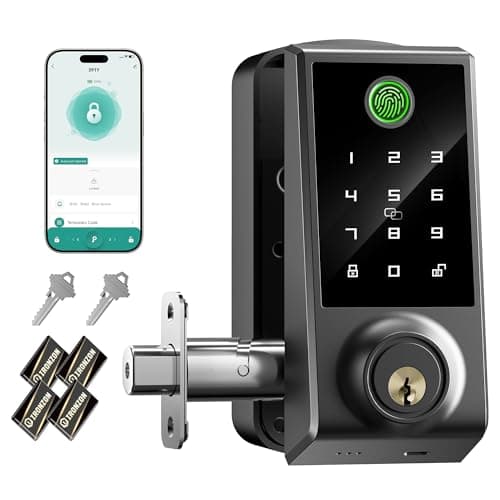 IRONZON Smart Door Lock Deadbolt Lock with Touchscreen Keypad, Fingerprint Door Lock for Front Door, 5-in-1 Keyless Entry Door Lock, App Control, 4 IC Cards, Auto Lock, 15-Min Installation - Image 1