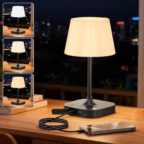 IMAGOA Outdoor Table Lamp - 8000mAh Cordless Rechargeable Battery,Dimmable LED Display Touch Lamp for Camping Patio and Bedroom (Black) - Image 1