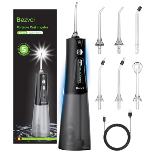 Bezvoi Water Flosser for Teeth, 5 Modes & 40-Day Battery, Cordless & Rechargeable Water Dental Pick for Braces, Removable 300ML Water Tank for Easy Clean, IPX7 Waterproof Portable for Travel - Image 1