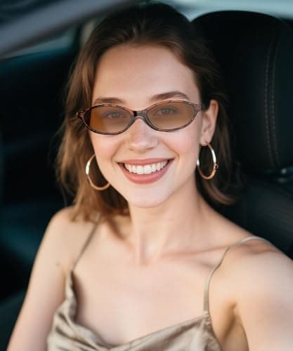 QALLY Retro Oval Womens Sunglasses Cat Eye Sunglasses for Women: Chic 90s Sunnies Lightweight Trendy UV protection Sun Glasses - Thumbnail 5