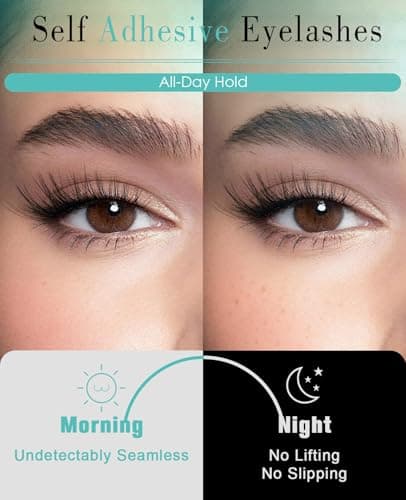 Obeyalash Self Adhesive Half Eyelashes Cat Eye, Waterproof 3/4 Corner False Lashes,5 Pairs Natural Look Stick on False Eyelashes, No Glue Needed, Wispy Glueless Lashes with Tweezers(14mm M874) - Thumbnail 5