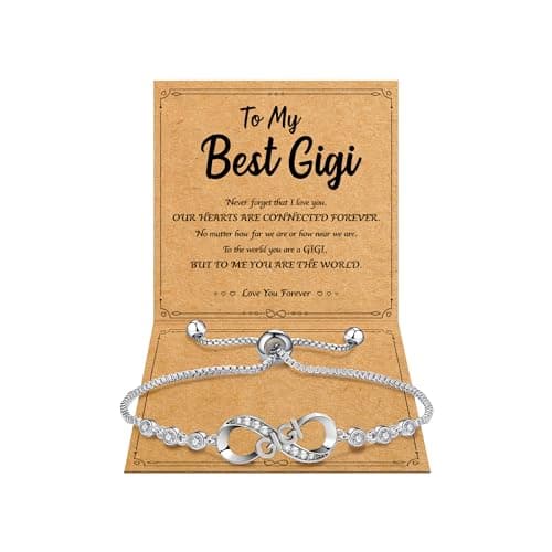 BAYLAY Gigi Gifts for Grandma, Infinity Bracelets for Women 18K Plated Dainty Silver Infinity Bracelet Cute CZ Bracelet for Women Silver Jewelry Gifts for Gigi - Image 1