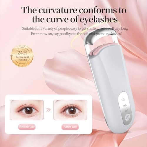 Hsenowi Heated Eyelash Curler for Natural Lashes 2 Level Adjustable Temperature Mini Electric Lash Curler Fast 3 Second Heat Up 24 Hours Long Lasting Curl (PinkBlack) - Thumbnail 3