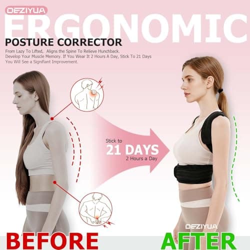 DEZIYUA Posture Corrector Back Brace for Women and Men, Shoulder Straightener, Adjustable Back Support Brace, Back Pain Relief – Slouching, Scoliosis, Hunchback, Hump, Thoracic, Spine Alignment – with Adjustable Shoulder Straps, Posture Support. Posture Corrector Back Brace - L (Underbust 31''-37'') - Thumbnail 2